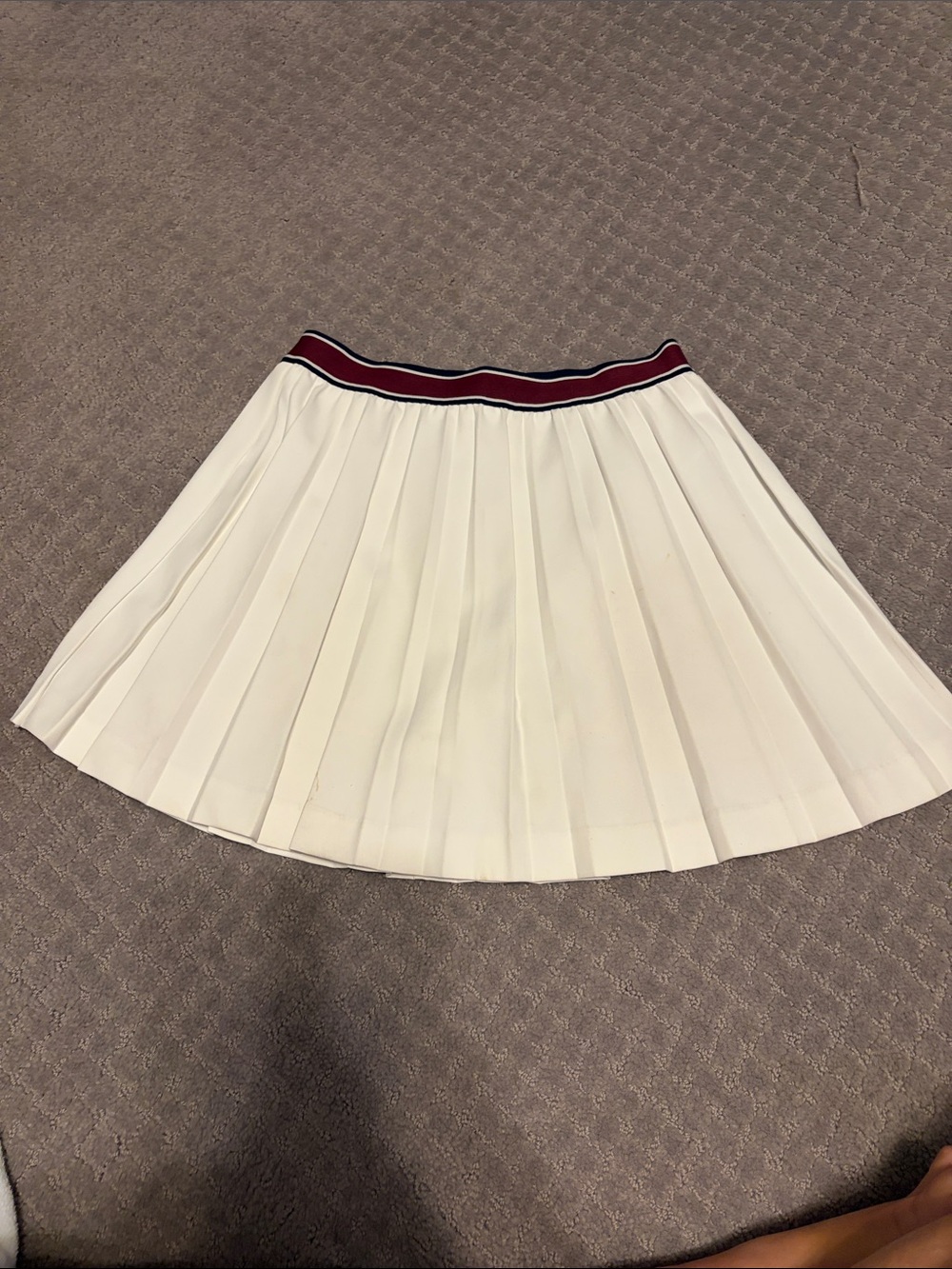 Tori Burch Sport white pleated tennis skort striped band built in shorts sz S